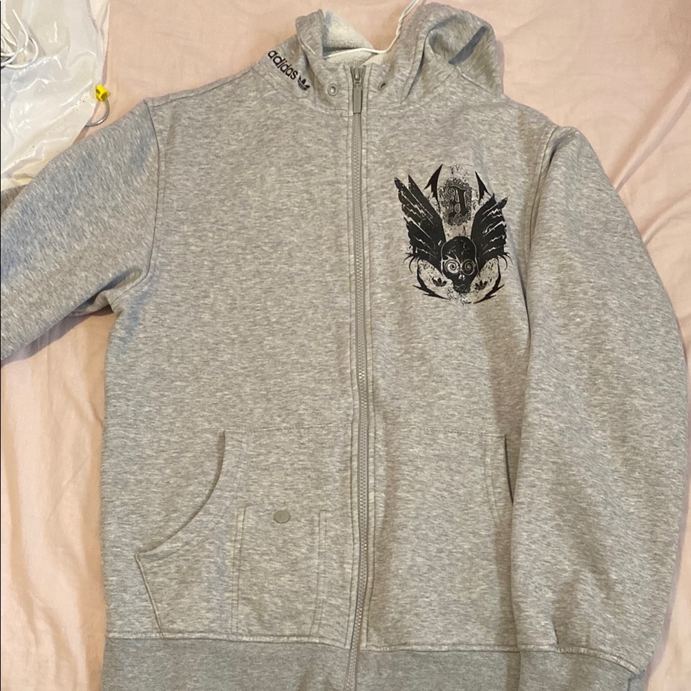 Adidas Gray and Black Hoodie Sweatshirt